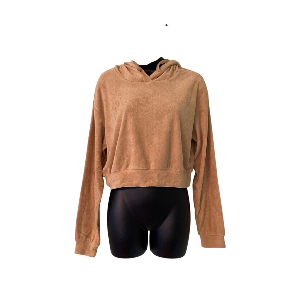 Women's Cropped Hooded Sweatshirt - Tan